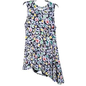 •LOGO BY LORI GOLDSTEIN•MULTI-COLORED LEOPARD WATERFALL HEM TUNIC TOP SIZE SMALL